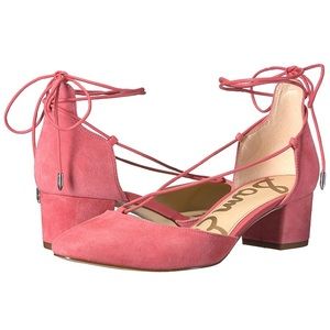 Sam Edelman block pump in coral suede